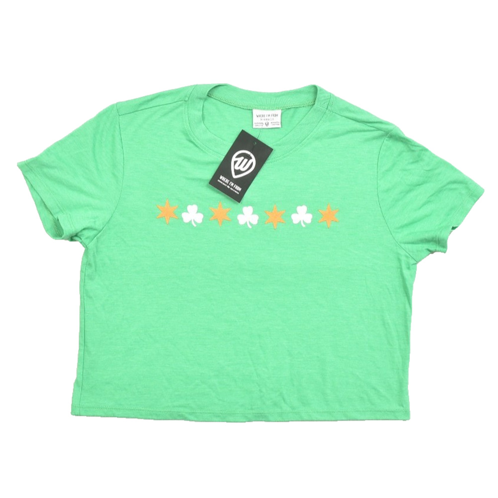 Women's Where im from Top T Shirt Size XS X-Small Green short Sleeve Lucky Charm